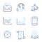 Seo analysis, Approved mail and Block diagram icons set. Efficacy, Love chat and Time change signs. Vector