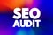 Seo Audit - process of analyzing how well your web presence relates to best practices, text concept background