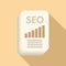 Seo chart document icon flat vector. Online boost