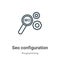 Seo configuration outline vector icon. Thin line black seo configuration icon, flat vector simple element illustration from