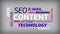 SEO content analysis word cloud. Data solution management