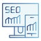 Seo flat icon. Gadgets blue icons in trendy flat style. Seo on screen devices gradient style design, designed for web