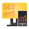 Seo flat icon. Gadgets color icons in trendy flat style. Seo on screen devices gradient style design, designed for web