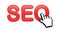 SEO with Hand Cursor. Internet Concept.