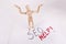 SEO help overwhelmed wooden jointed manikin doll holding up hands