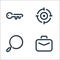 Seo line icons. linear set. quality vector line set such as briefcase, search, target