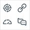 Seo line icons. linear set. quality vector line set such as chat, speedometer, link