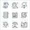 seo line icons. linear set. quality vector line set such as reader, award, funnel, study, bookmark, hosting, idea, speedometer