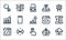 Seo marketing line icons. linear set. quality vector line set such as server, touch, programming language, server, link, chart,