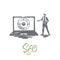 Seo, marketing, optimization, search, media concept. Hand drawn isolated vector.