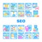 seo optimize search rank icons set vector