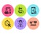 Seo phone, Chemistry lab and Music phone icons set. Support consultant, Timer and Internet chat signs. Vector