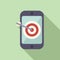 Seo phone target icon flat vector. Rank boost