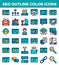 SEO Search engine optimization outline color icons. Vector illustration