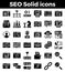 SEO Search engine optimization solid icons. Vector illustration