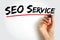 SEO Service - digital marketing service that improve rankings in search results for keywords, text concept background