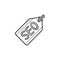 SEO tag hand drawn outline doodle icon.