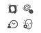 Seo target, Head and Time management icons. Face declined sign. Click aim, Profile messages, Work time. Vector