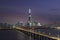 Seoul cityscape with Lotte tower at twilight sunset near Han riv