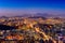 Seoul cityscape and Seoul tower at night. Traffic in Seoul, South Korea