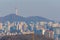 SEOUL, KOREA, NOVEMBER 9, 2019: Namsan tower overlooking skyline of Seoul, Republic of Korea