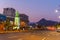 SEOUL, KOREA, OCTOBER 19, 2019: Night view of a boulevard leading to the Gyeongbokgung palace in Seoul, Republic of Korea