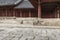 SEOUL - OCTOBER 21, 2016: Jeongjeon - the main hall of the Jongmyo Shrine in Seoul, South Korea. It is the oldest royal Confucian