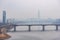 Seoul South Korea capital urban areal cityscape on a smoggy day