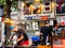 Seoul, South Korea - June 17, 2017: Vendors preparing fast food in the fast food kiosk at the street in Seoul.