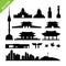 Seoul, South Korea landmark silhouettes vector