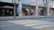 Seoul,South Korea-March 2019: Urban street view with yellow crossing road and a lot of store in South Korea