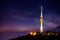 Seoul tower with Milky way at night.Namsan Mountain.