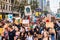 Sep 20, 2019 San Francisco / CA / USA - Protesters carrying placards and banners at the Climate Strike Rally and March in downtown