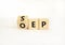 SEP or OEP symbol. Concept words OEP open enrollment period SEP special enrollment period. Beautiful white table white background
