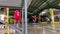 Sepak Takraw Umpire Chair metal legs obscure the view of the foot volleyball players during the sporting event