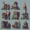 Separate models of pixel buildings. 16 pixel, highly detailed, games