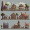 Separate models of pixel buildings. 16 pixel, highly detailed, games