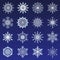 Separate Snowflakes Doodles icon white Vector Rustic christmas clipart new year snow crystal illustration in flat style