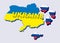 Separate Ukraine, spring events in 2014. Vector Illustration.