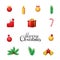 Separate vector Christmas elements on white background