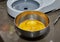Separated yolk from protein in bowl to make pie