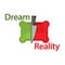Separating dream and reality vector concept. flat design. Vector Illustration on white background