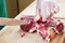 Separation of a raw mutton meat with rib