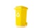 Separation recycle. Yellow dustbin for recycle plastic trash isolated on white background. Bin container for disposal garbage