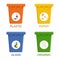 Separation recycling bins. Waste segregation management concept.