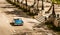 Sepia - American blue 1956 vintage car on the high angle view drives on the street Jose Marti in Havana City Cuba - Serie Cuba