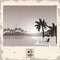 Sepia color poster seaside with summer holydays typography