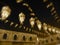 Sepia tone Festive lamps at night