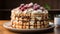 Sepia Tone Uhd Image Of A Multi-layered Berry Cake With Chocolate Drizzle