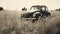 Sepia Tone Vw Beetle In Tall Grass: A Captivating Depiction Of Rural Life